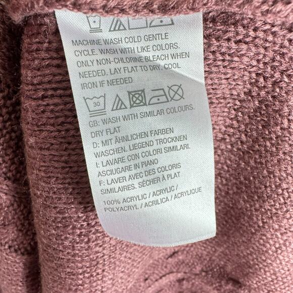 D & Co Mauve Purple Cowl Neck Cable Knit Stretchy Pullover Sweater Tunic Size L - Picture 5 of 5